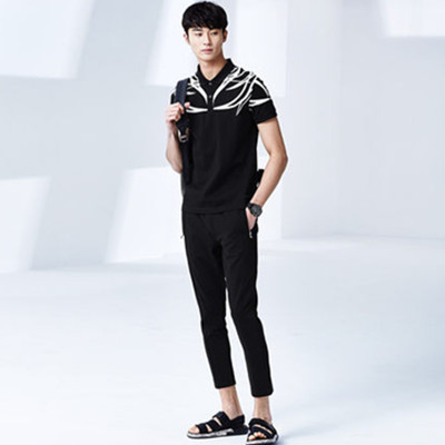 型男必备！GXG韩版修身翻领短袖T恤男POLO衫#62824005