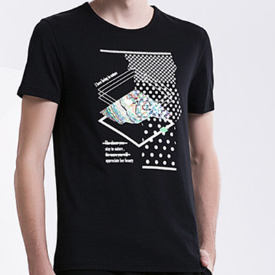 新低！马克华菲男波点印花植绒短袖T恤7161217021