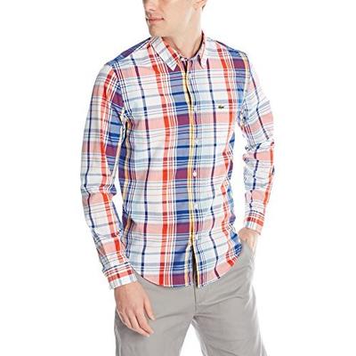 条纹新款！鳄鱼Lacoste Plaid 男士休闲衬衫