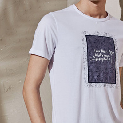 抽象图案！马克华菲精致欧根纱拼接短袖T恤7162217022