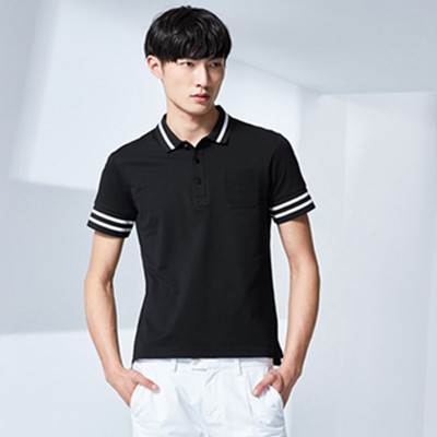 简约帅气！GXG韩版修身时尚黑色短袖T恤POLO衫#62824016