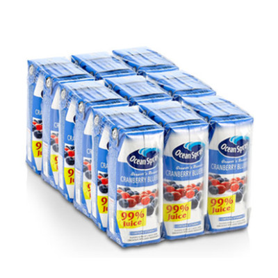 丰富口感！优鲜沛蔓越莓蓝莓复合果汁250ml*18