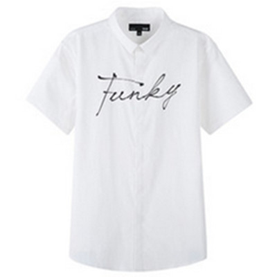 休闲造型！森马字母印花短袖衬衫13-216041284