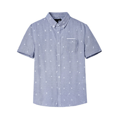 2016夏装新款！森马短袖衬衫休闲翻领条纹纯棉直筒衬衣