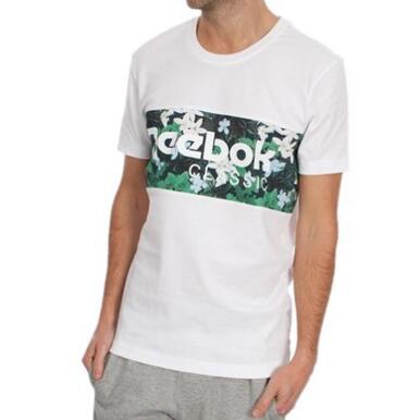 清新印花！Reebok 锐步 男式 短袖T恤 AK0403