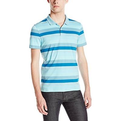 稳重时尚！Calvin Klein Liquid 男士条纹polo衫