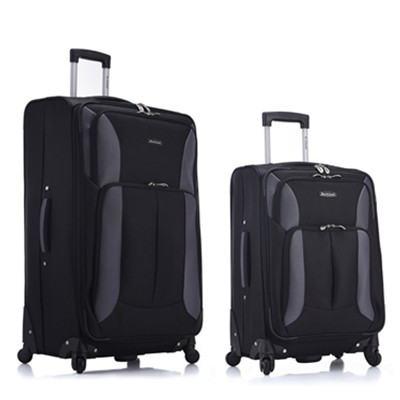 一键双雕！Rockland 万向轮拉杆箱套箱 软箱 黑色 22+30寸