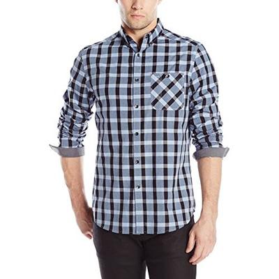 年轻时尚！Kenneth Cole Ls Bdc 男士格子衬衫