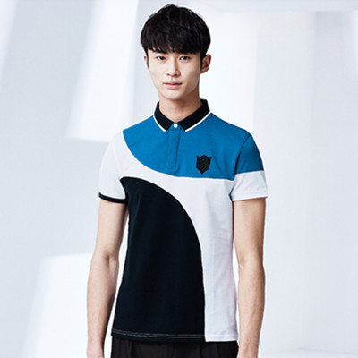拼色设计！GXG男士时尚圆弧拼接翻领T恤POLO衫#52224357
