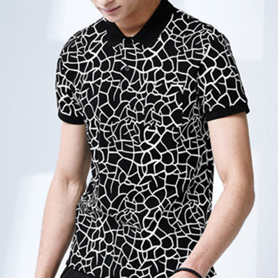 时尚出彩！GXG男士时尚黑白色短袖T恤POLO衫#62824003