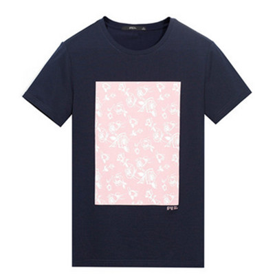 新低！gxg jeans时尚百搭撞色印花修身休闲圆领短袖T恤62944001