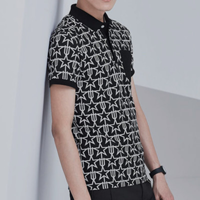 时尚出彩！GXG男士时尚修身印花短袖POLO衫#62824018