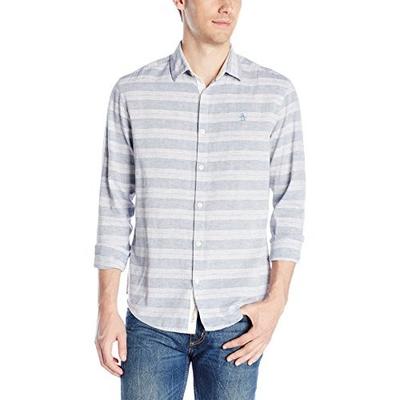 上身好！Original Penguin Ctn/Lin 男士条纹修身衬衫