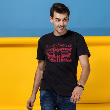 再次好价！Levi's李维斯Logo印花黑色圆领短袖T恤