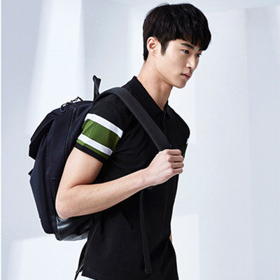 型男必备！GXG黑色时尚拼接短袖POLO衫#52124009