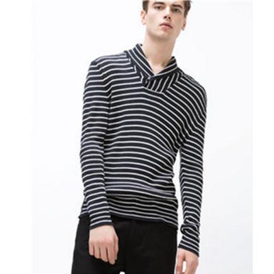 帅气减龄！ZARA男装条纹披肩领运动衫04228400401