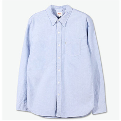 简约舒适！Levi's男士蓝色尖领长袖衬衫65824-0181