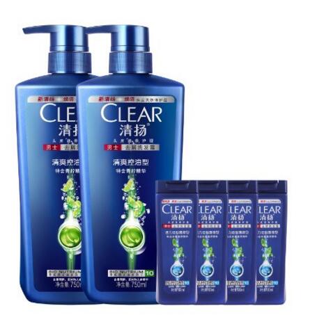 近期好价！CLEAR清扬男士洗发露750ml*2+100ml*4