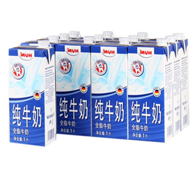 进口奶源！MUH甘蒂牧场全脂牛奶1L*12(德国进口)