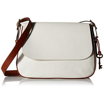 别致可爱！Fossil Harper Large 白色真皮斜挎包