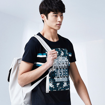 时尚百搭！GXG男士时尚藏青色斯文休闲T恤#52244259