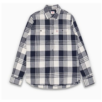 舒适休闲！李维斯翻领尖领长袖格子衬衫19587-0012