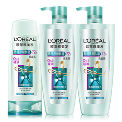 发丝水润！欧莱雅无硅油洗护组合套装2L