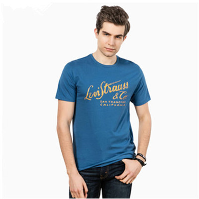 夏季必备！李维斯印花纯棉蓝色短袖T恤22488-0008