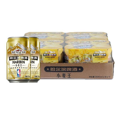 清爽一夏！哈尔滨小麦王啤酒330ml*24