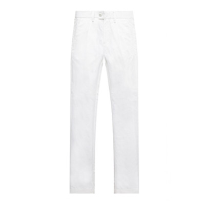 清凉透气！GXG男士白色简约修身直筒休闲裤#52102115