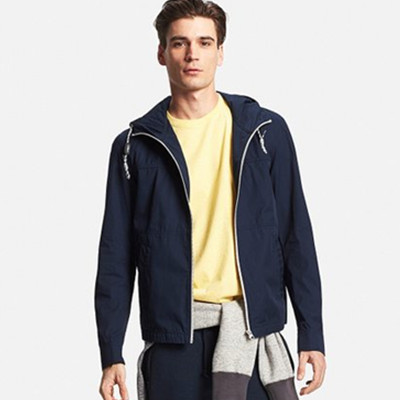 轻便舒爽！UNIQLO优衣库男士全棉拉链连帽外套163522
