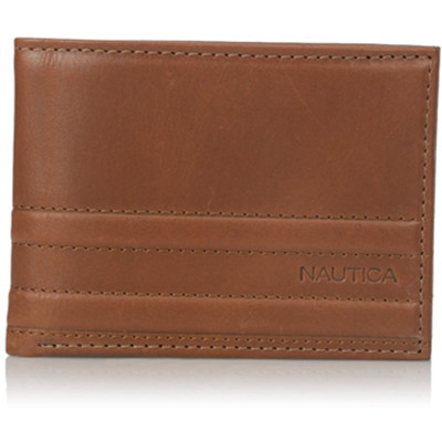 新低价！Nautica Antares Slim Billfold 男士真皮钱包