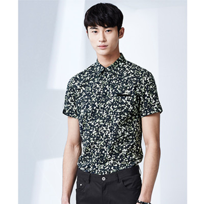 摩登时尚！GXG男士时尚斯文休闲碎花短袖衬衫#52123005