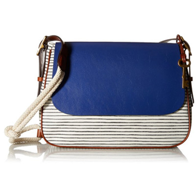 清新海军风！FOSSIL Harper Large 女士斜挎包