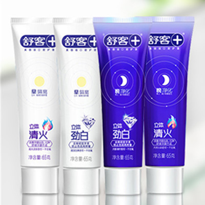 清新口气！舒客早晚立体劲白牙膏4只套装