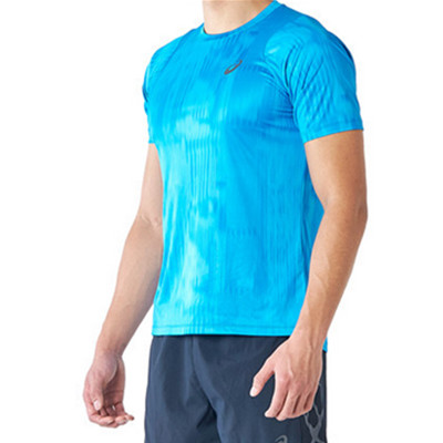 16年新品！Asics亚瑟士fuzeX男式运动印花短袖跑步T恤XXR563