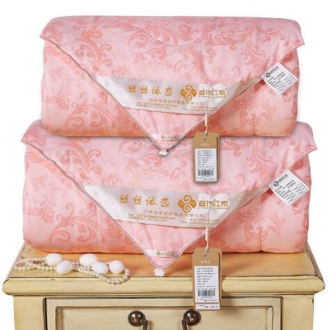 限量秒杀！春雨江南 蚕丝被子母被200*230CM经典粉