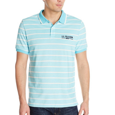 清新！U.S. Polo Assn. Pencil Stripe 男款Polo衫