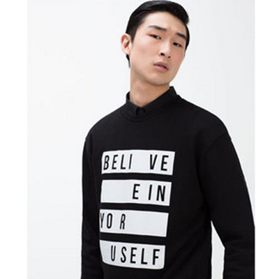 休闲百搭！ZARA男装印字运动衫04873403064