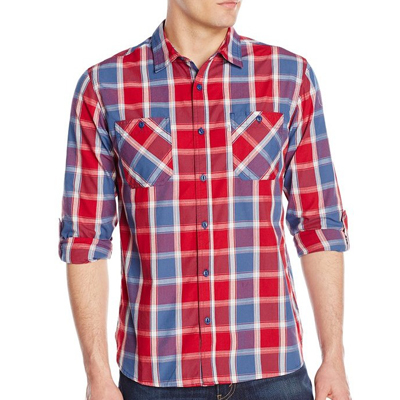 时尚休闲！Levi's李维斯 Sleeve Poplin 男士格子衬衣