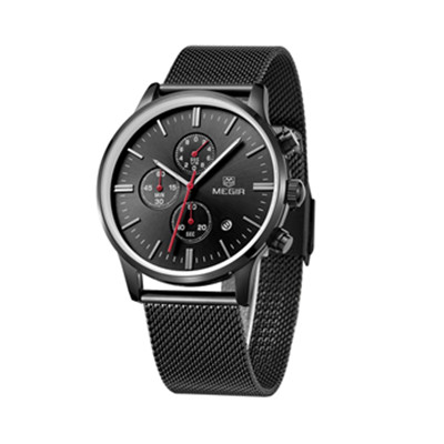 时尚运动！MEGIR 美格尔 时尚三眼罗盘系列 石英男士手表