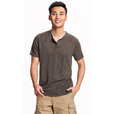 新低！OLD NAVY男装简约纯色亨利领短袖T恤224032