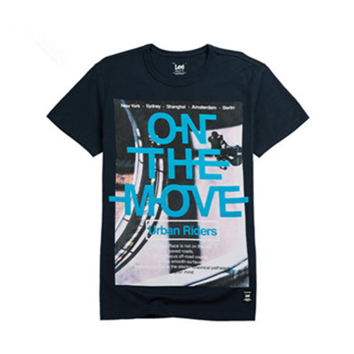 大幅印花！LEE纯棉黑色短袖t恤L159941NWB9D