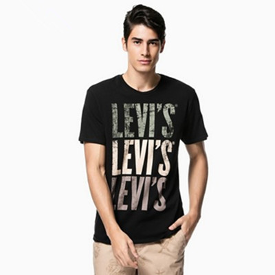 时尚有型！李维斯印花纯棉黑色短袖T恤22491-0069