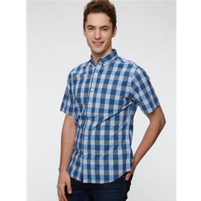 休闲百搭！Old Navy全棉舒适短袖休闲简约格子衬衣151655