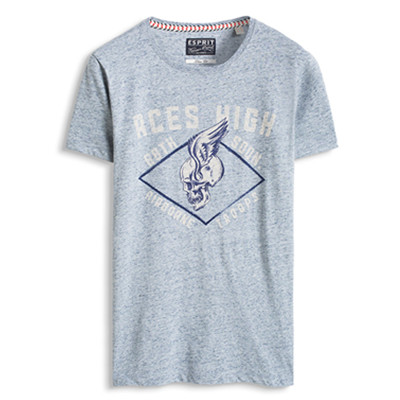 文艺气息！ESPRIT圆领艺术风情印花短袖T恤-036EE2K001