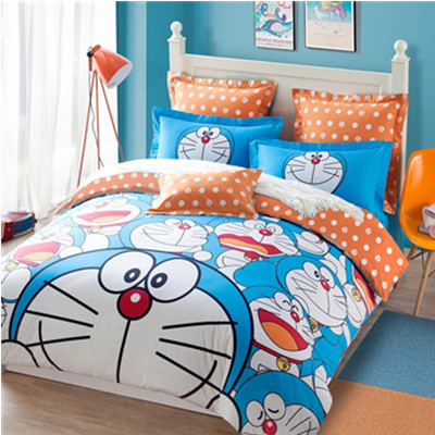 可爱舒适！LOVO家纺 全棉斜纹印花四件套 哆啦A梦  精彩的一天