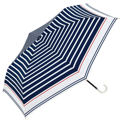 简单优雅！W.P.C 世界派对 小号 折叠伞 手动打开 水手条纹 奶白色