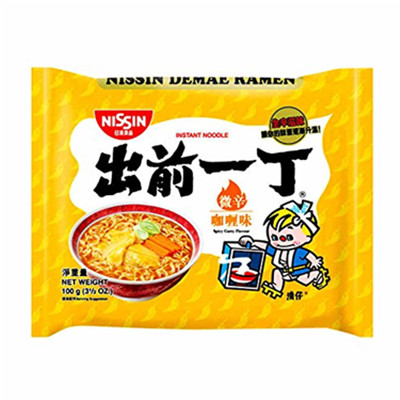 煮的泡面！出前一丁高品质即食方便面咖喱味100g*6(香港进口)