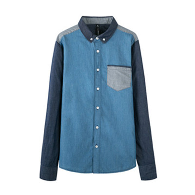 韩版潮流！森马修身拼接休闲长袖衬衫